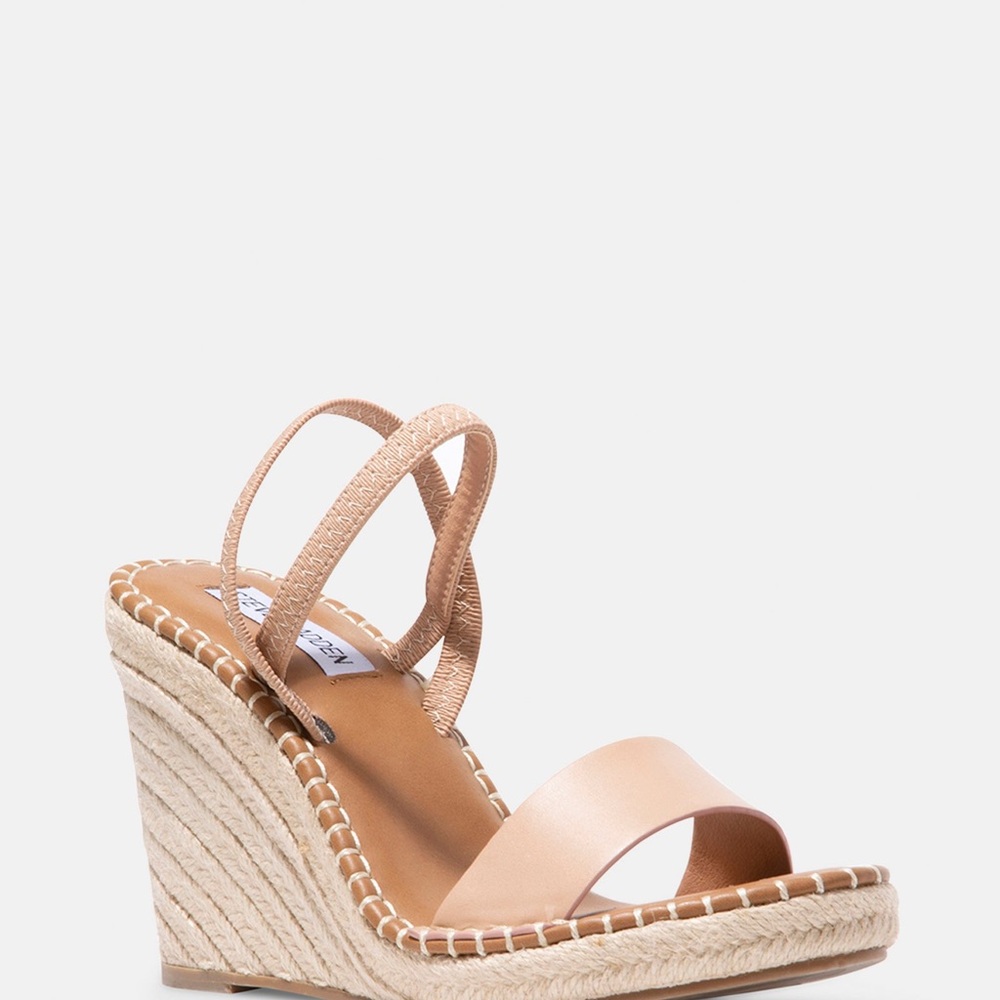 Steve Madden “McKenzie ” Brown Espadrille Wedges- Natural